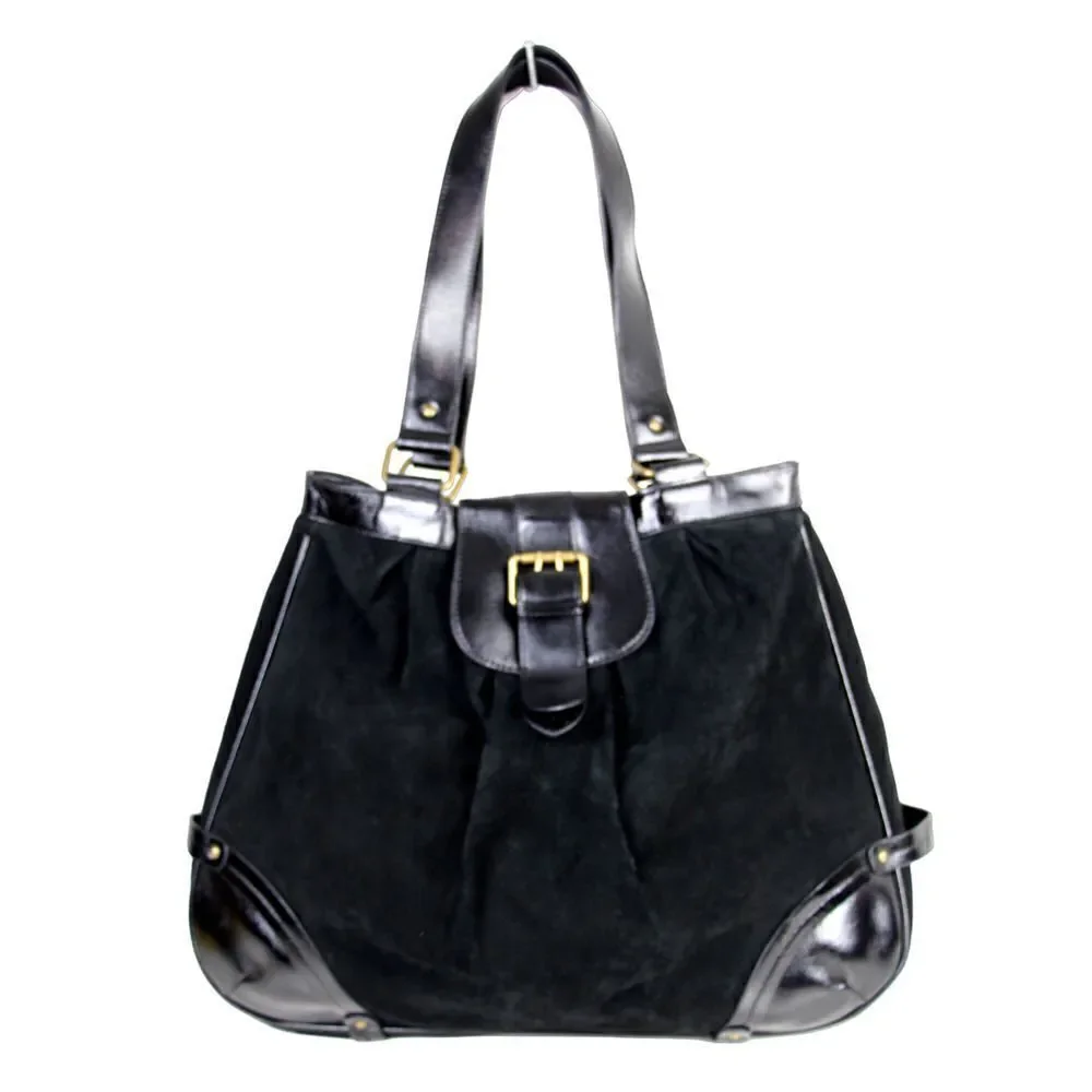 Timi & Leslie BLACK GENUINE LEATHER SUEDE BOHO TOTE SHOULDER BAG HANDBAG PURSE
